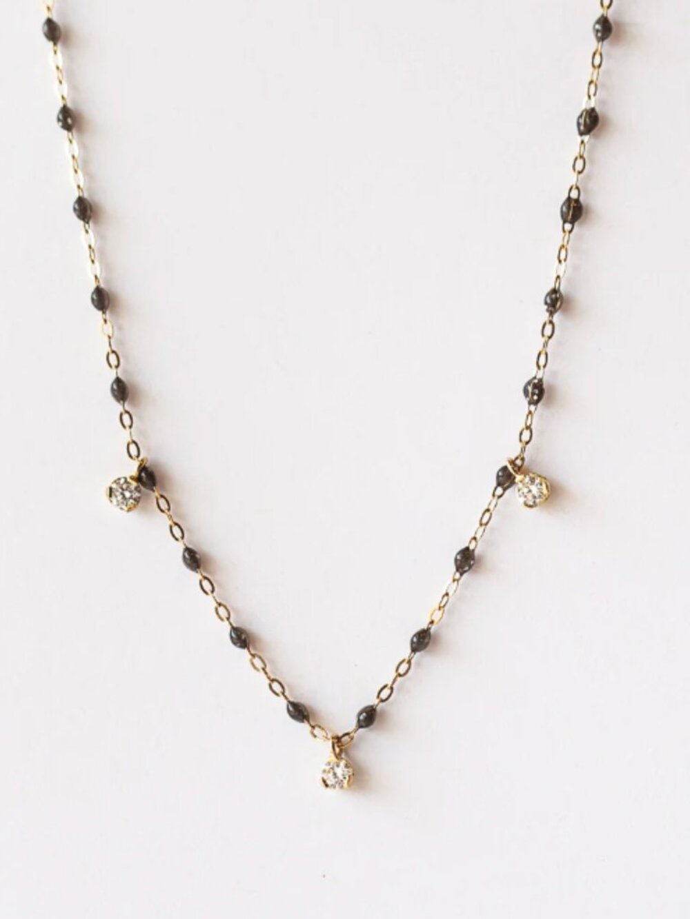 Gigi Clozeau Gigi Supreme Quartz 3 Diamond 18K Gold Necklace 17.7” - Picture 3 of 11